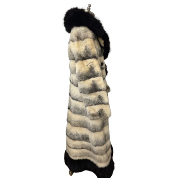 Vtg 60s 70s Damaged Cross Mink Fox Collar Hem Fur Coat S - Picture 5 of 15